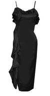 Palace - Black Ruffled Silk Midi Dress