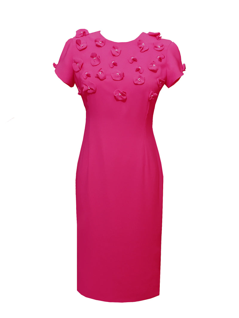 Sicily Sheath Dress with Floral Appliques