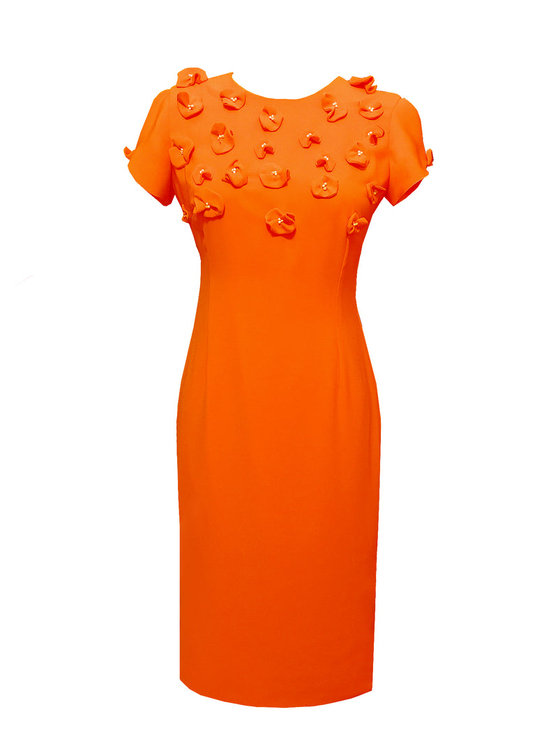 Sicily Sheath Dress with Floral Appliques