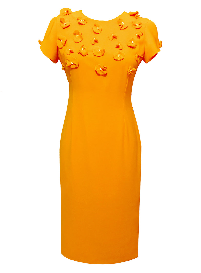 Sicily Sheath Dress with Floral Appliques