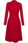 Sierra Red High Neck Midi Dress