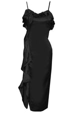 Palace - Black Ruffled Silk Midi Dress